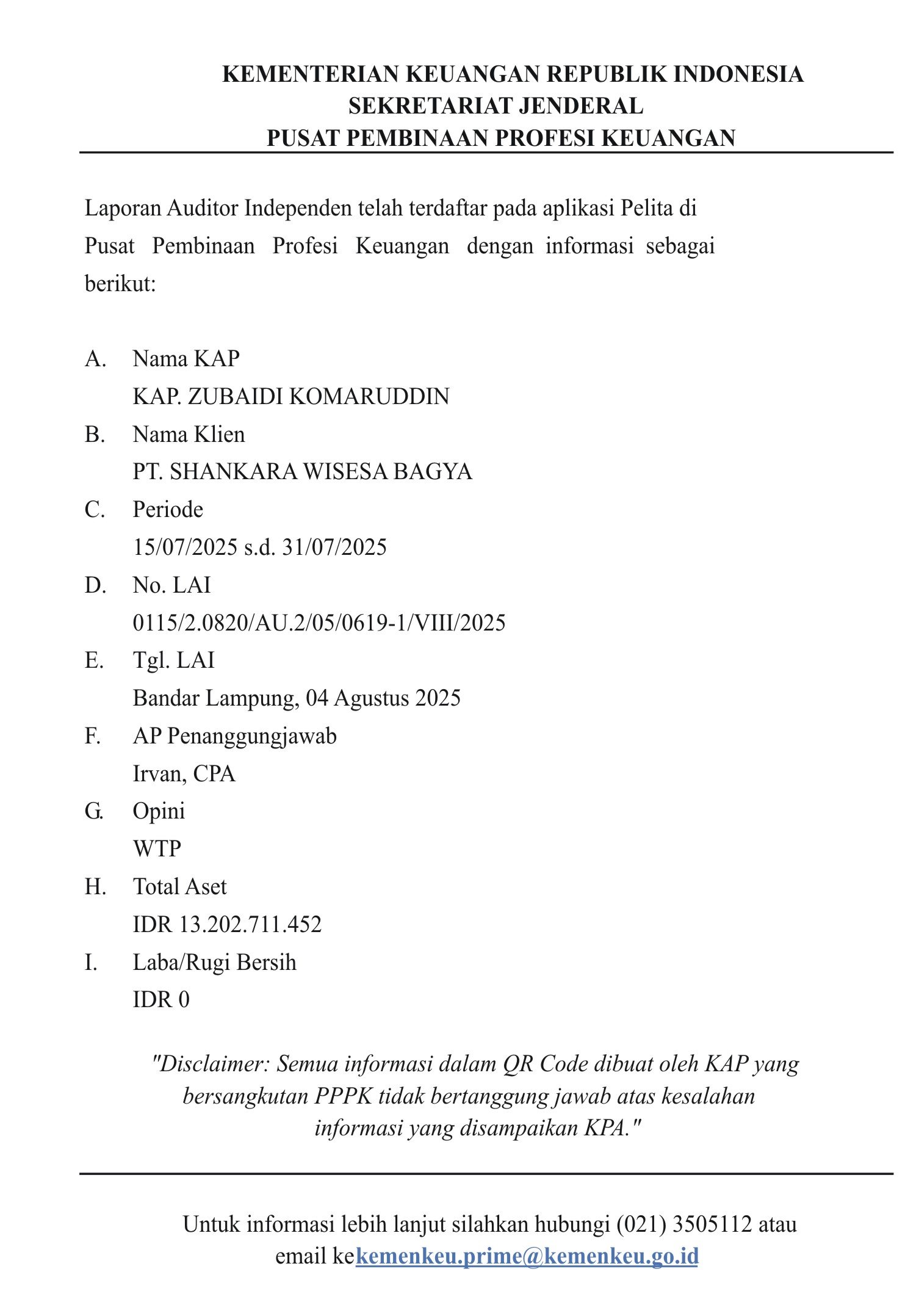 Laporan Auditor Independen